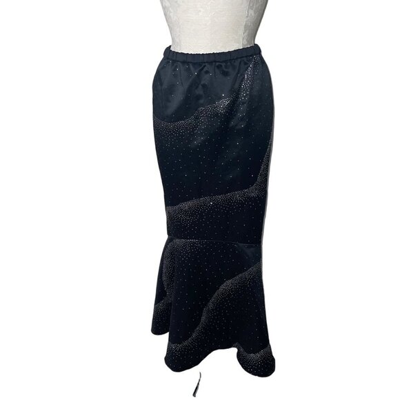 Custom Made Vintage Midi Sparkle Mermaid Skirt Size Large Black Glitter - Picture 7 of 7